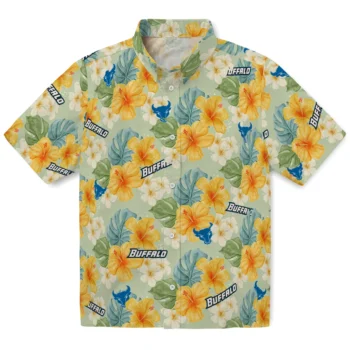 buffalo bulls hibiscus mood pale lime yellow hawaiian shirts best selling
