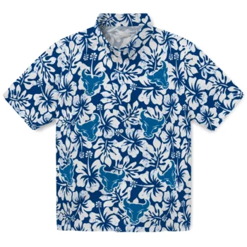 buffalo bulls hibiscus motif royal blue white hawaiian shirts best selling