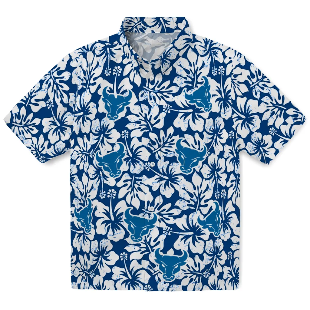 Buffalo Bulls Hawaiian Shirt - Hibiscus Motif buffalo bulls hibiscus motif royal blue white hawaiian shirts best selling