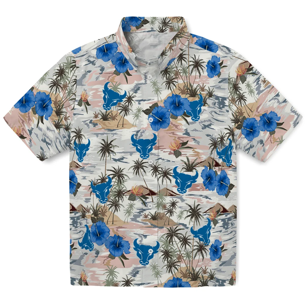 Buffalo Bulls Hawaiian Shirt - Hibiscus Seaside buffalo bulls hibiscus seaside white hawaiian shirts best selling