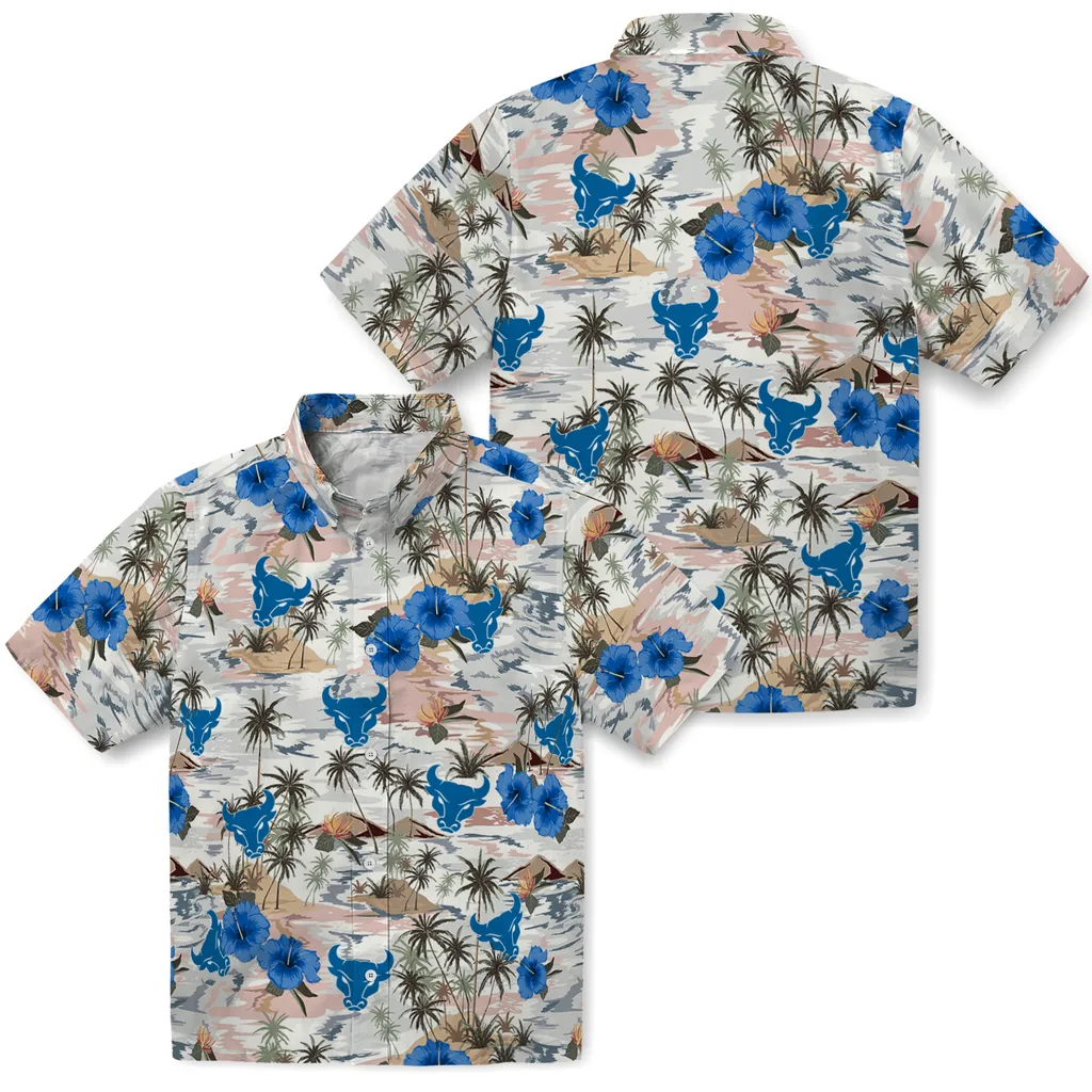 Buffalo Bulls Hawaiian Shirt - Hibiscus Seaside buffalo bulls hibiscus seaside white hawaiian shirts high quality