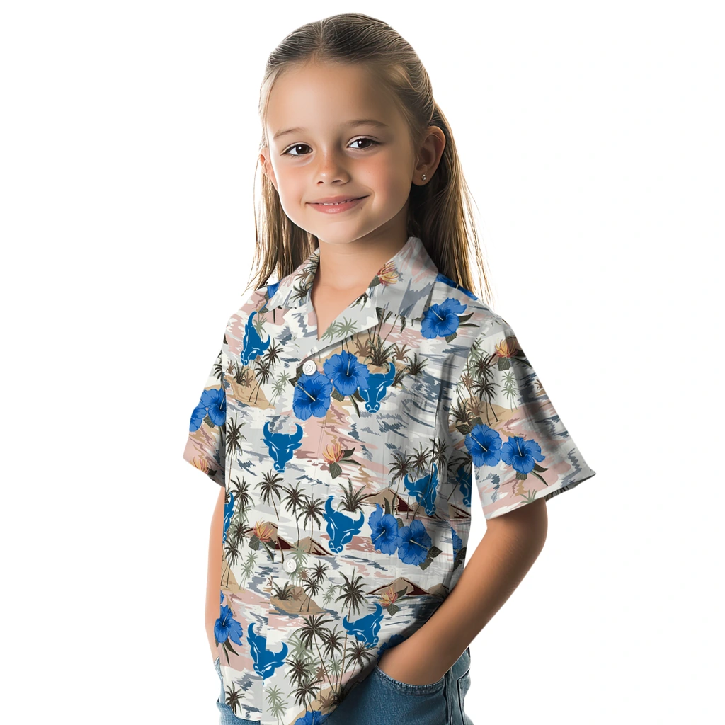 Buffalo Bulls Hawaiian Shirt - Hibiscus Seaside buffalo bulls hibiscus seaside white hawaiian shirts premium grade