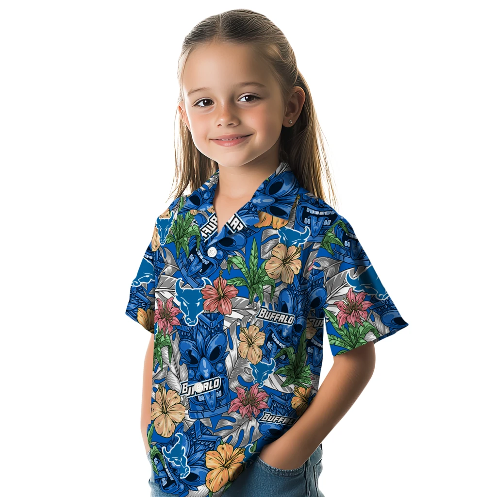 Buffalo Bulls Hawaiian Shirt - Hibiscus Tiki Jungle buffalo bulls tiki jungle royal blue hawaiian shirts premium grade
