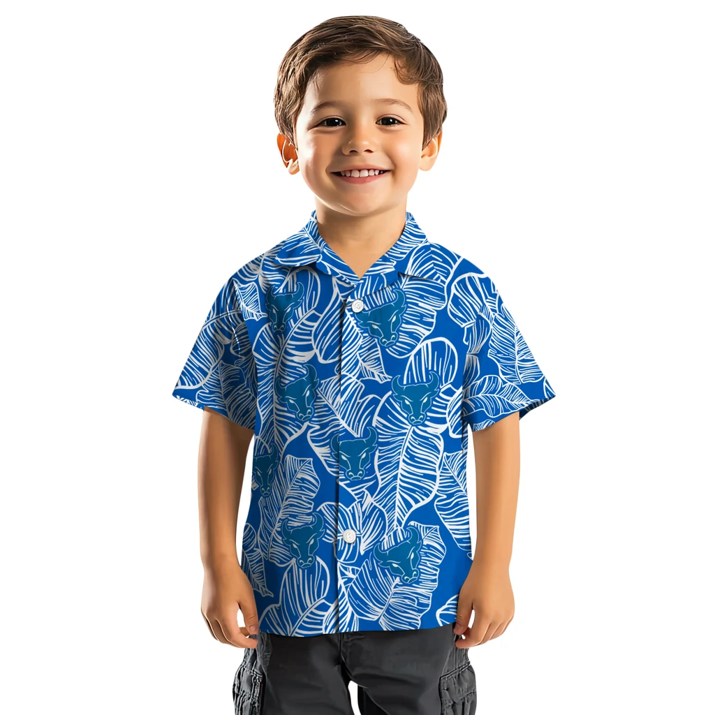 Buffalo Bulls Hawaiian Shirt - Leaf Outline buffalo bulls leaf outline royal blue hawaiian shirts top rated
