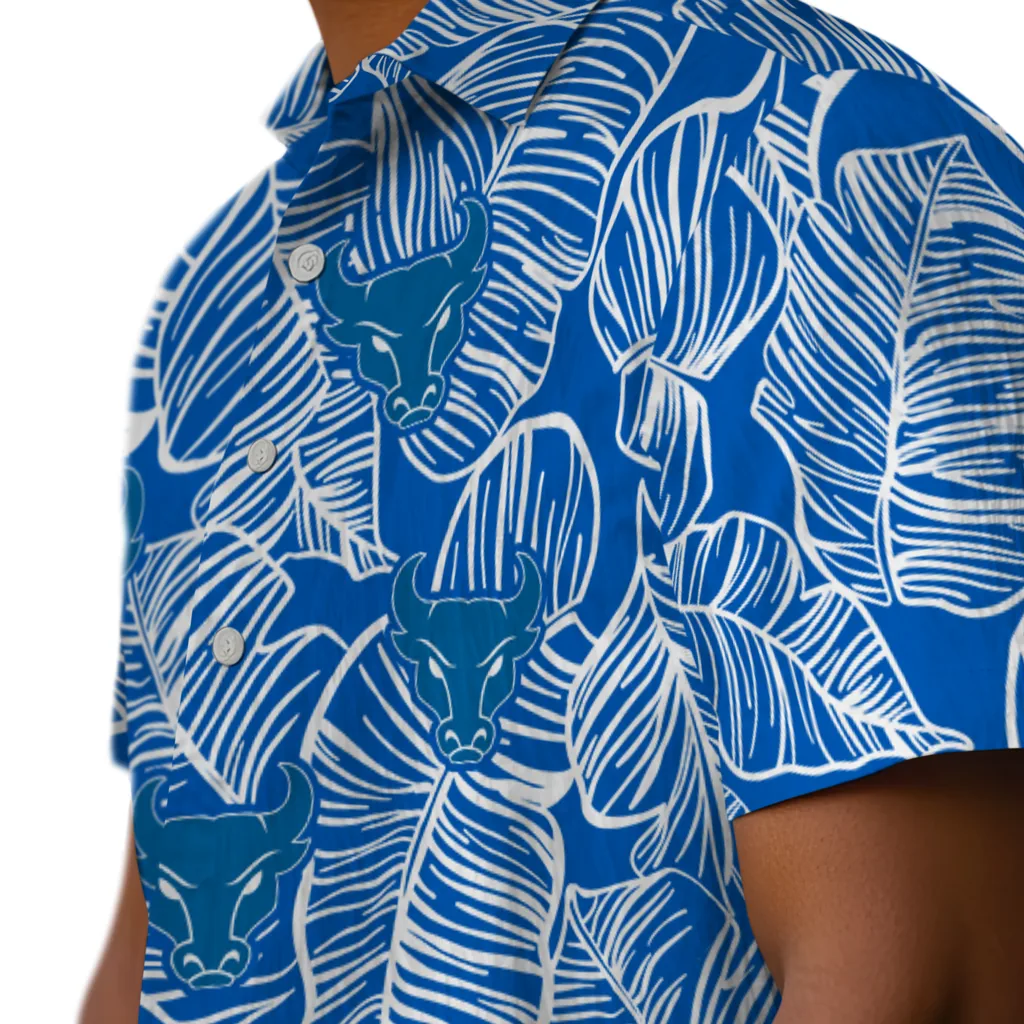 Buffalo Bulls Hawaiian Shirt - Leaf Outline buffalo bulls leaf outline royal blue hawaiian shirts trendy