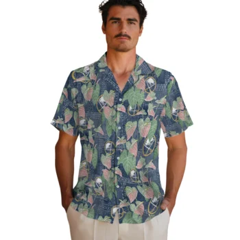 buffalo sabres anthurium overlay navy blue hawaiian shirts fashion forward