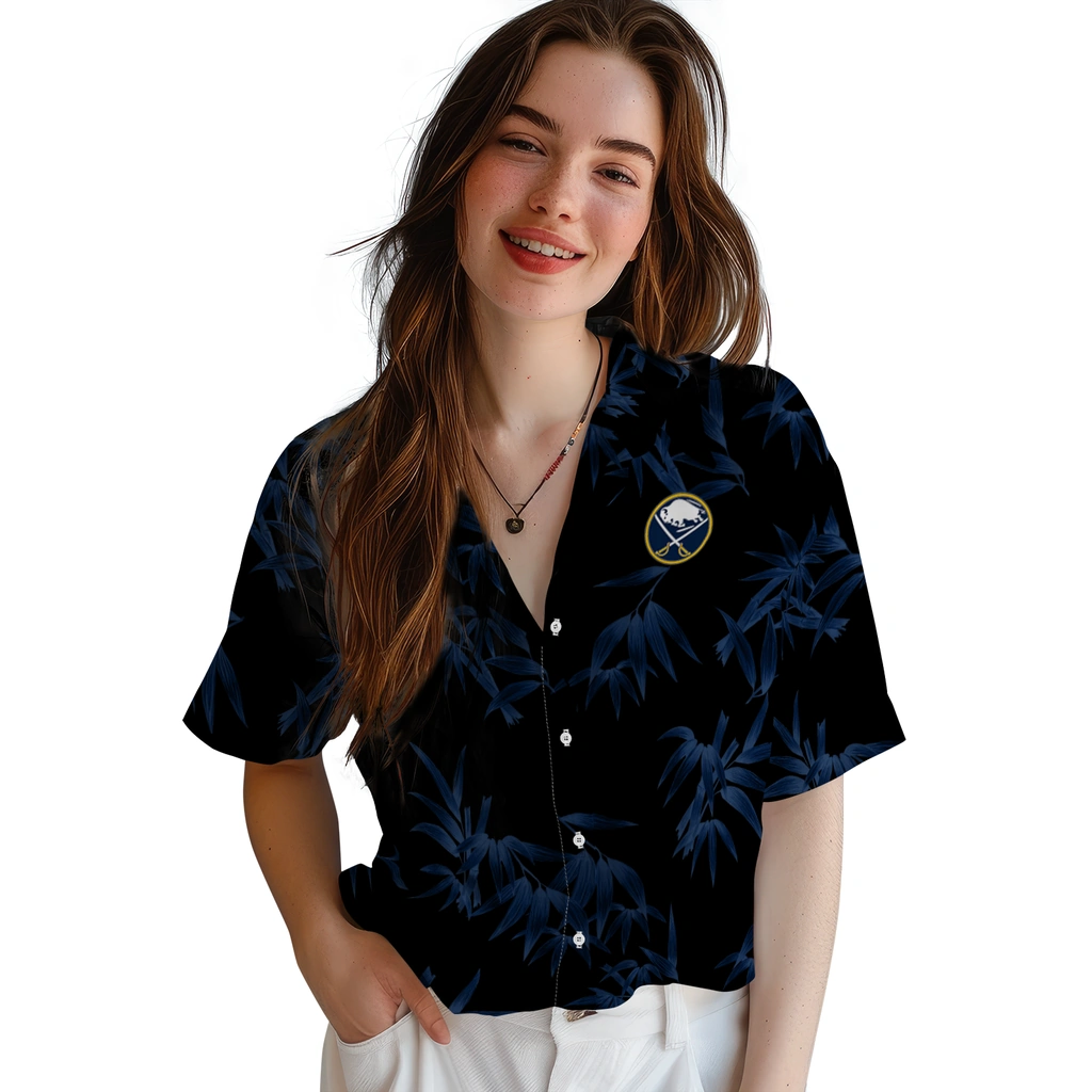 Buffalo Sabres Hawaiian Shirt - Bamboo Branches buffalo sabres bamboo branches navy blue black hawaiian shirts latest model