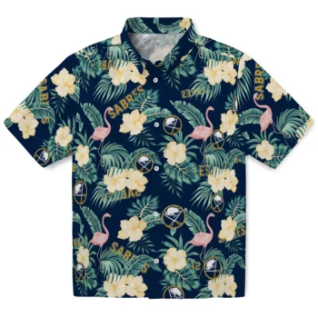 buffalo sabres flamingo palms navy blue hawaiian shirts best selling