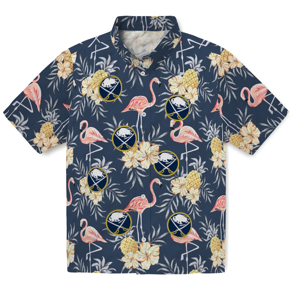 Buffalo Sabres Hawaiian Shirt - Flamingo Hibiscus buffalo sabres flamingo hibiscus navy hawaiian shirts best selling
