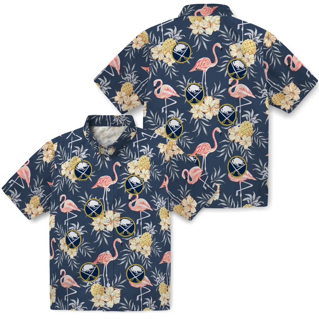 Buffalo Sabres Hawaiian Shirt - Flamingo Hibiscus buffalo sabres flamingo hibiscus navy hawaiian shirts high quality