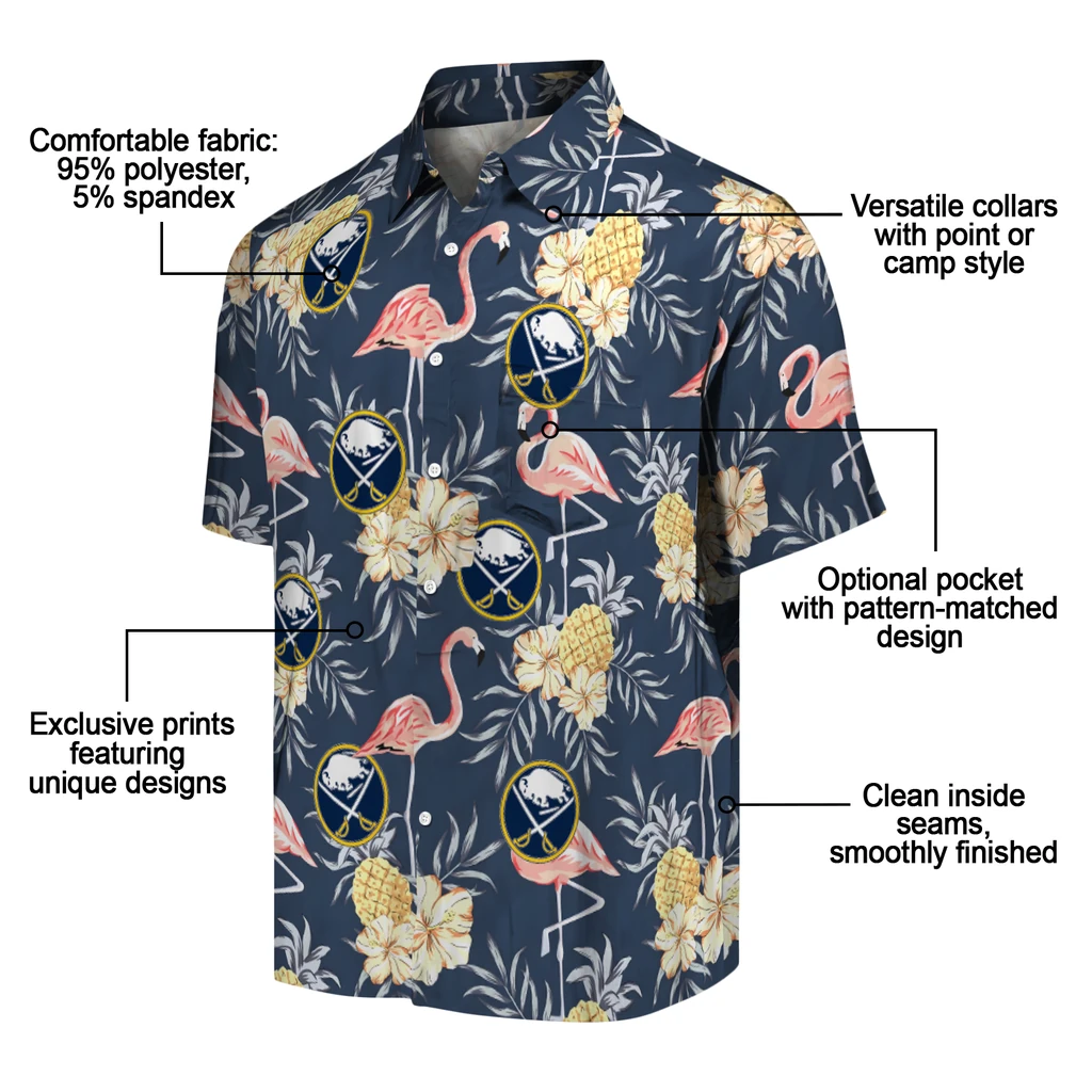 Buffalo Sabres Hawaiian Shirt - Flamingo Hibiscus buffalo sabres flamingo hibiscus navy hawaiian shirts new arrival