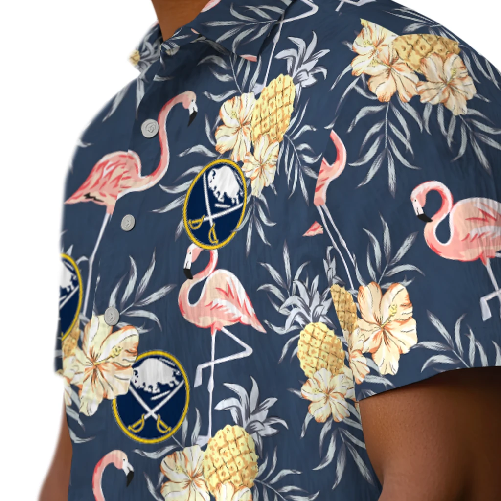 Buffalo Sabres Hawaiian Shirt - Flamingo Hibiscus buffalo sabres flamingo hibiscus navy hawaiian shirts trendy
