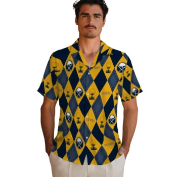 buffalo sabres balloon plaid navy blue hawaiian shirts fashion forward