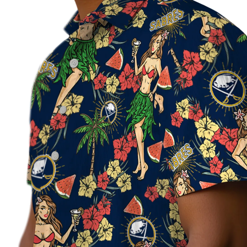 Buffalo Sabres Hawaiian Shirt - Hawaiian Girls Design buffalo sabres hawaiian girls design navy blue hawaiian shirts trendy