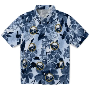 buffalo sabres hibiscus arrangement navy blue hawaiian shirts best selling