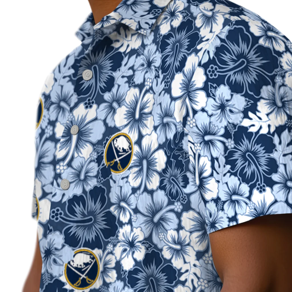 Buffalo Sabres Hawaiian Shirt - Hibiscus Blooms buffalo sabres hibiscus blooms navy blue hawaiian shirts trendy