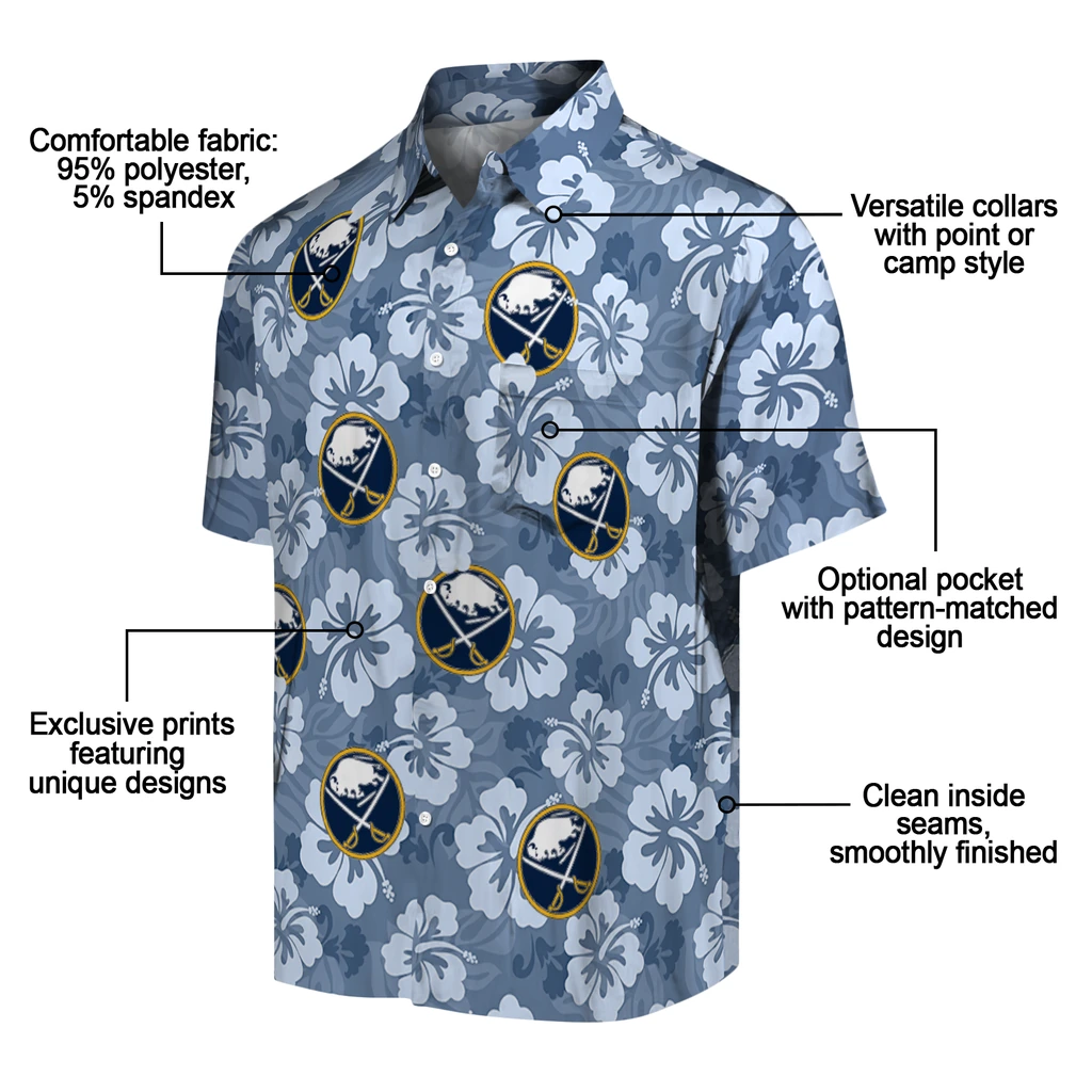 Buffalo Sabres Hawaiian Shirt - Hibiscus Cluster buffalo sabres hibiscus cluster navy blue hawaiian shirts new arrival