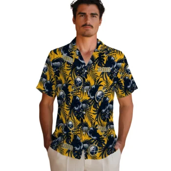 buffalo sabres hibiscus exotic navy blue hawaiian shirts fashion forward