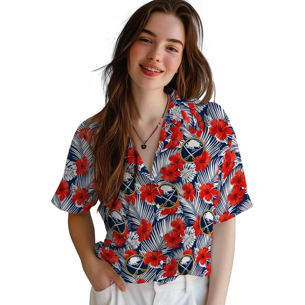 Buffalo Sabres Hawaiian Shirt - Hibiscus Fiesta buffalo sabres hibiscus fiesta red royal blue hawaiian shirts latest model
