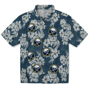 buffalo sabres hibiscus flowers navy blue hawaiian shirts best selling