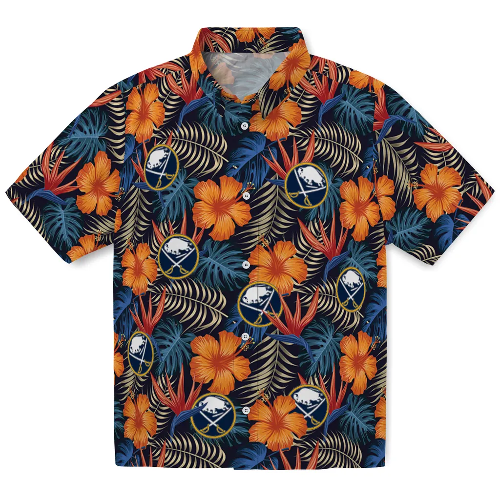 Buffalo Sabres Hawaiian Shirt - Hibiscus Foliage buffalo sabres hibiscus foliage hawaiian shirts best selling