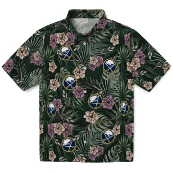 buffalo sabres hibiscus leaves pattern green hawaiian shirts best selling