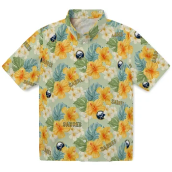 buffalo sabres hibiscus mood pale lime yellow hawaiian shirts best selling
