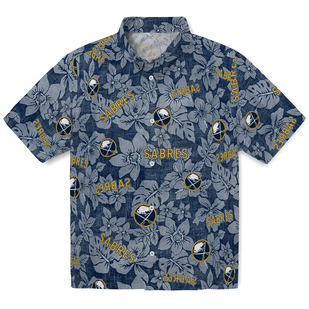 Buffalo Sabres Hawaiian Shirt - Hibiscus Oasis buffalo sabres hibiscus oasis navy blue hawaiian shirts best selling