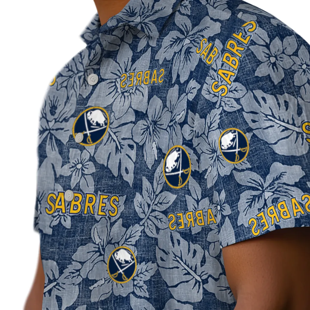 Buffalo Sabres Hawaiian Shirt - Hibiscus Oasis buffalo sabres hibiscus oasis navy blue hawaiian shirts trendy
