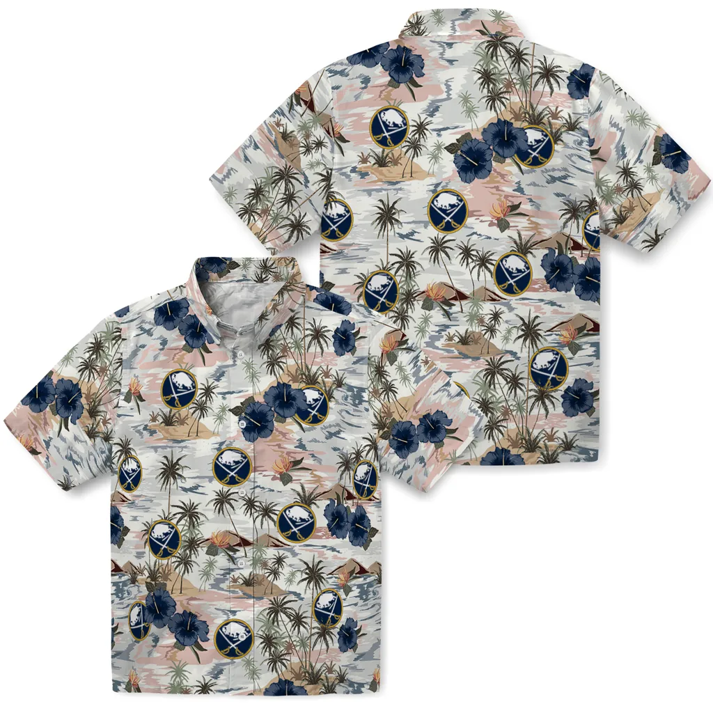 Buffalo Sabres Hawaiian Shirt - Hibiscus Seaside buffalo sabres hibiscus seaside white hawaiian shirts high quality