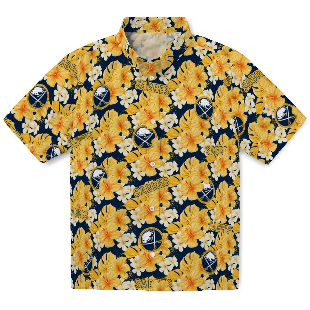 Buffalo Sabres Hawaiian Shirt - Hibiscus Tropics buffalo sabres hibiscus tropics navy blue yellow hawaiian shirts best selling