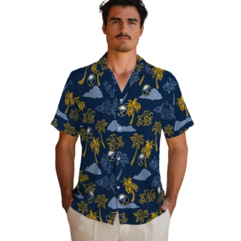 buffalo sabres palm and clouds navy blue hawaiian shirts fashion forward