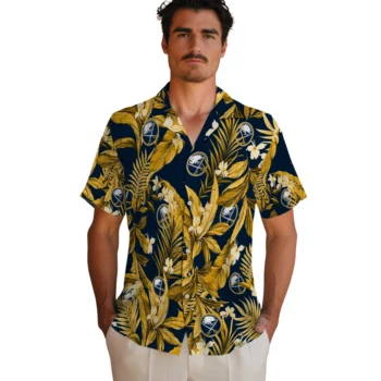 buffalo sabres palm leaves navy blue hawaiian shirts fashion forward