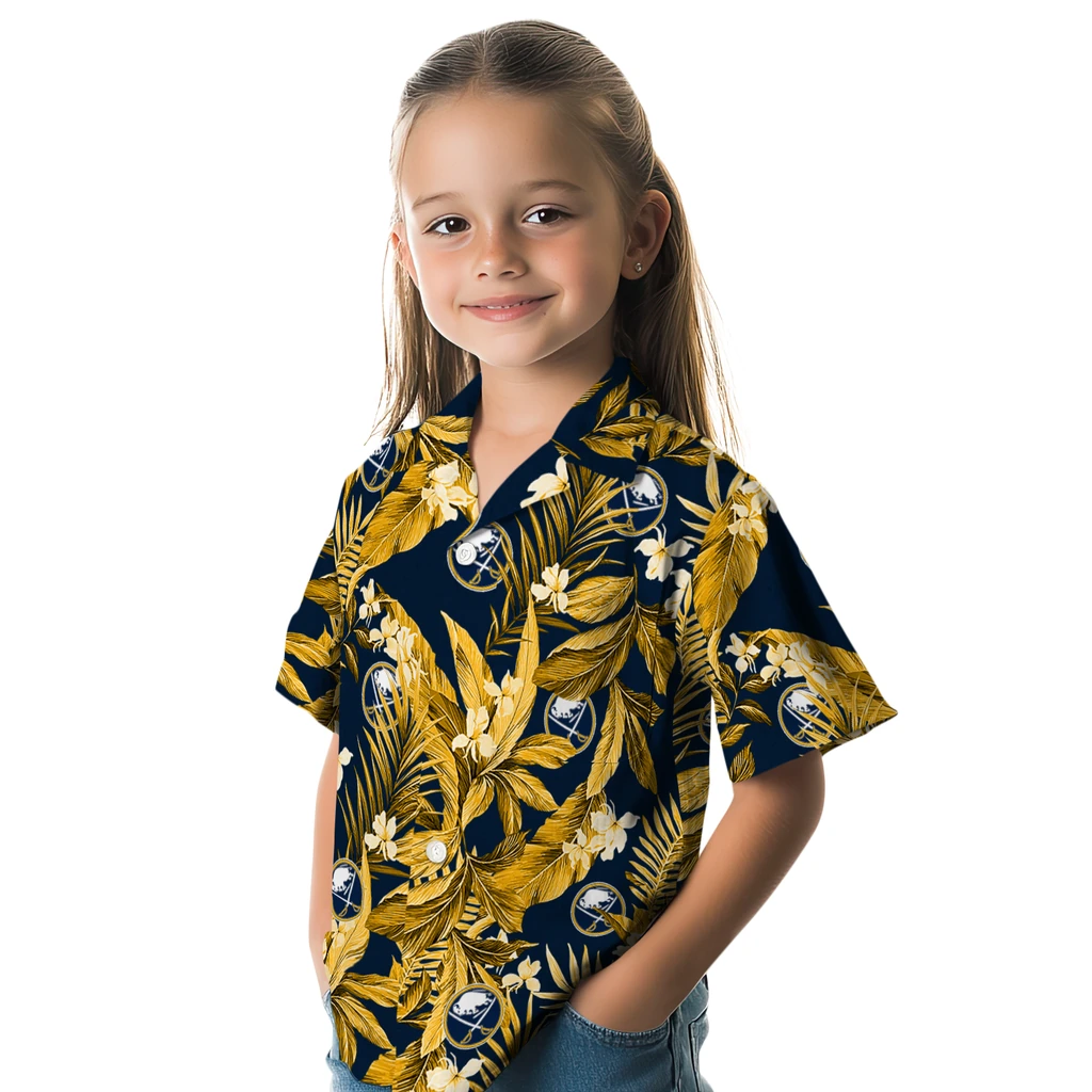 Buffalo Sabres Hawaiian Shirt - Palm Leaves buffalo sabres palm leaves navy blue hawaiian shirts premium grade