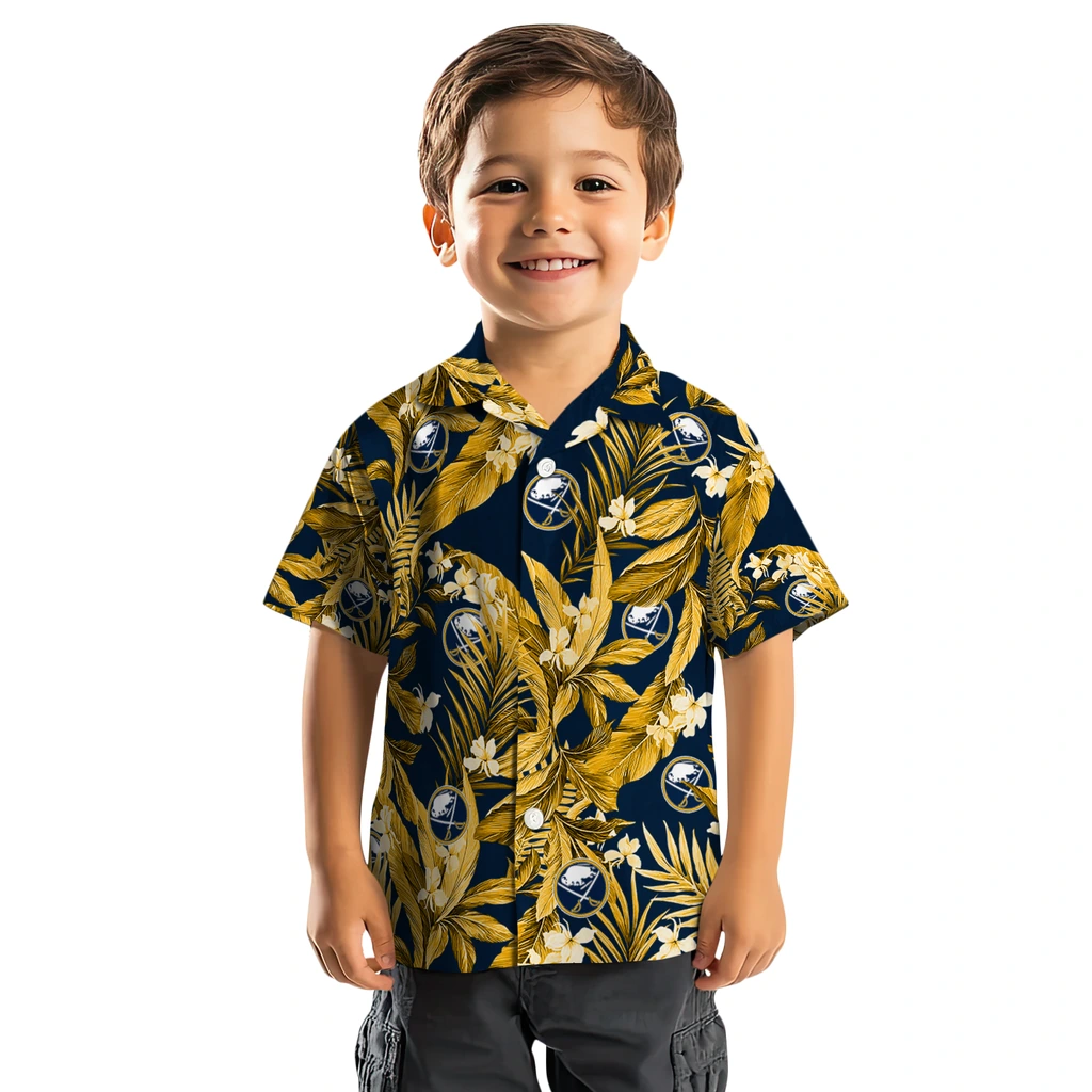 Buffalo Sabres Hawaiian Shirt - Palm Leaves buffalo sabres palm leaves navy blue hawaiian shirts top rated
