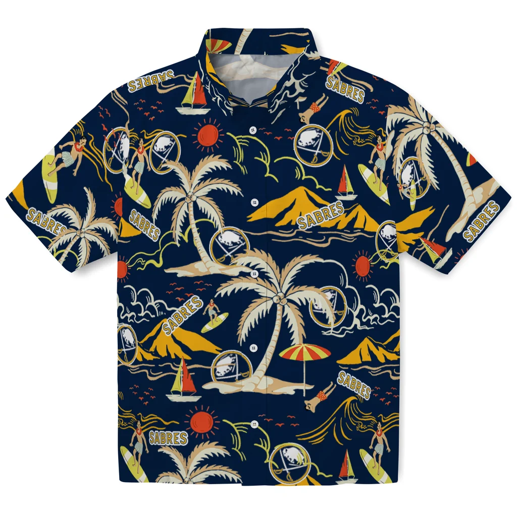 Buffalo Sabres Hawaiian Shirt - Palm Tree Island buffalo sabres palm tree island navy blue hawaiian shirts best selling