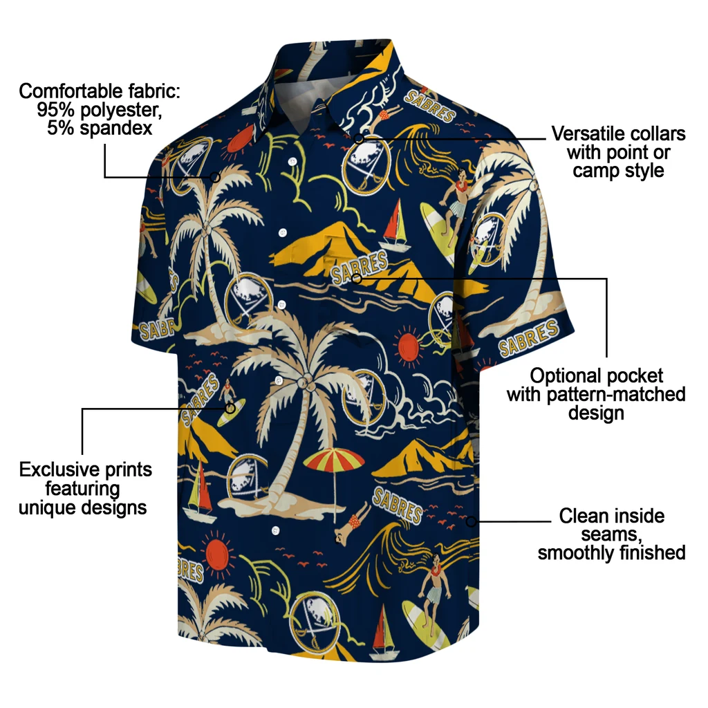 Buffalo Sabres Hawaiian Shirt - Palm Tree Island buffalo sabres palm tree island navy blue hawaiian shirts new arrival
