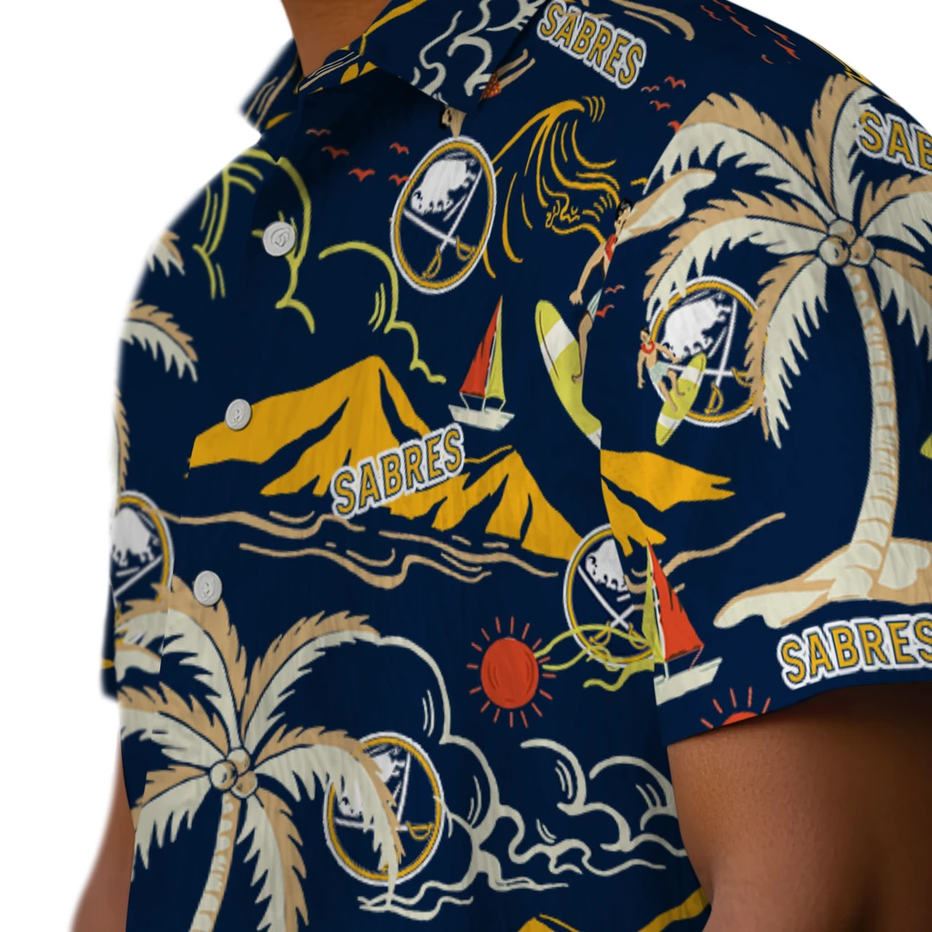 Buffalo Sabres Hawaiian Shirt - Palm Tree Island buffalo sabres palm tree island navy blue hawaiian shirts trendy