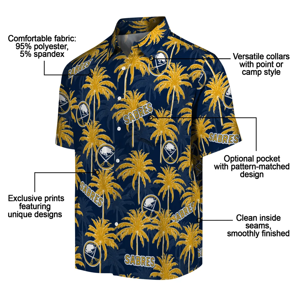 Buffalo Sabres Hawaiian Shirt - Palm Tree Motif buffalo sabres palm grove navy blue hawaiian shirts new arrival