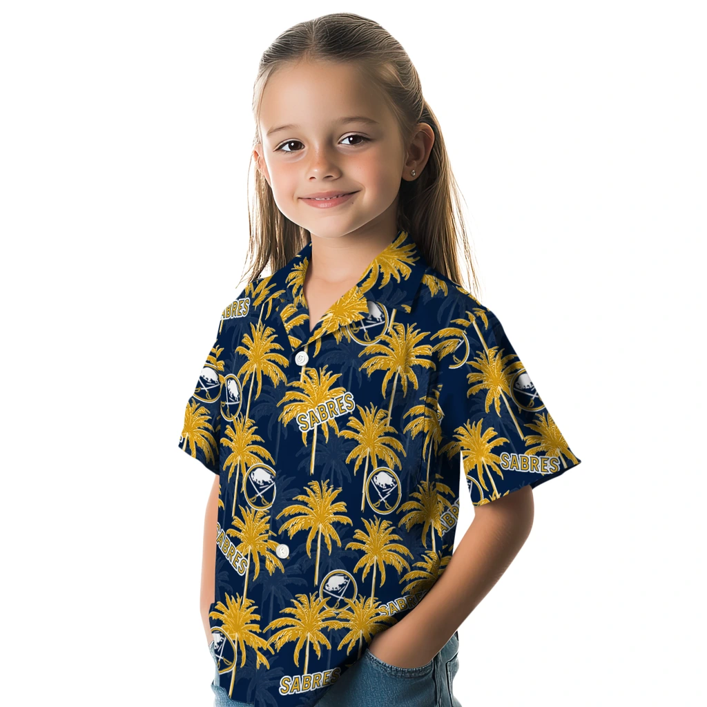 Buffalo Sabres Hawaiian Shirt - Palm Tree Motif buffalo sabres palm grove navy blue hawaiian shirts premium grade