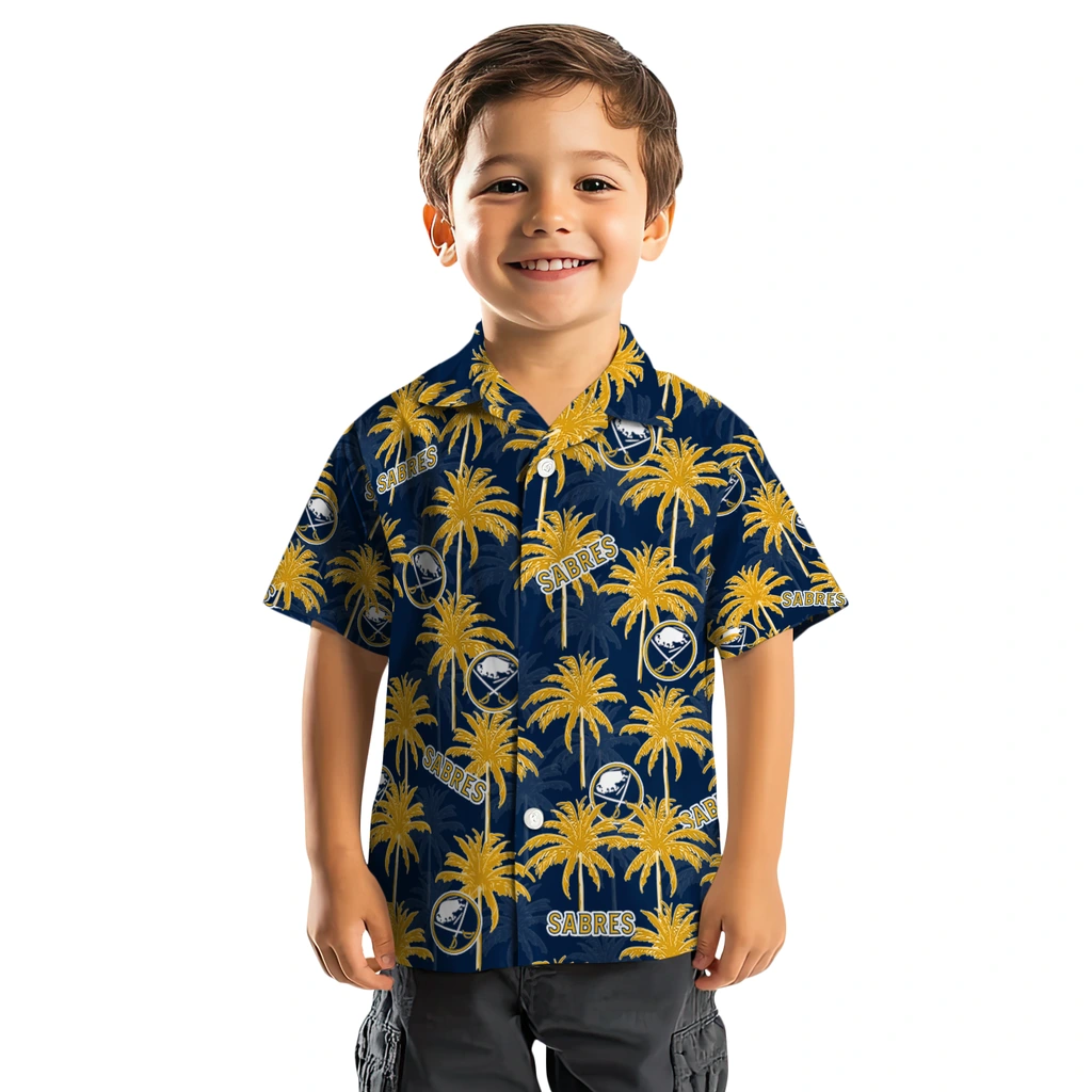 Buffalo Sabres Hawaiian Shirt - Palm Tree Motif buffalo sabres palm grove navy blue hawaiian shirts top rated