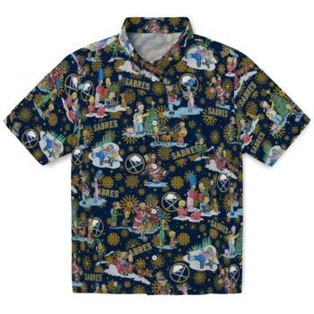 buffalo sabres simpsons christmas navy blue hawaiian shirts best selling