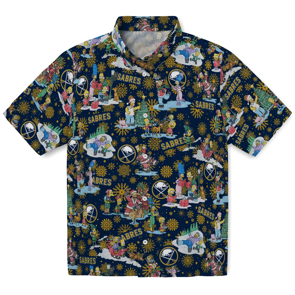 Buffalo Sabres Hawaiian Shirt - Simpsons Christmas buffalo sabres simpsons christmas navy blue hawaiian shirts best selling