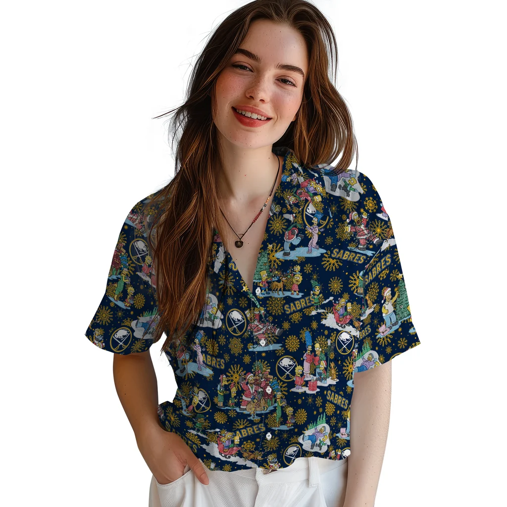 Buffalo Sabres Hawaiian Shirt - Simpsons Christmas buffalo sabres simpsons christmas navy blue hawaiian shirts latest model