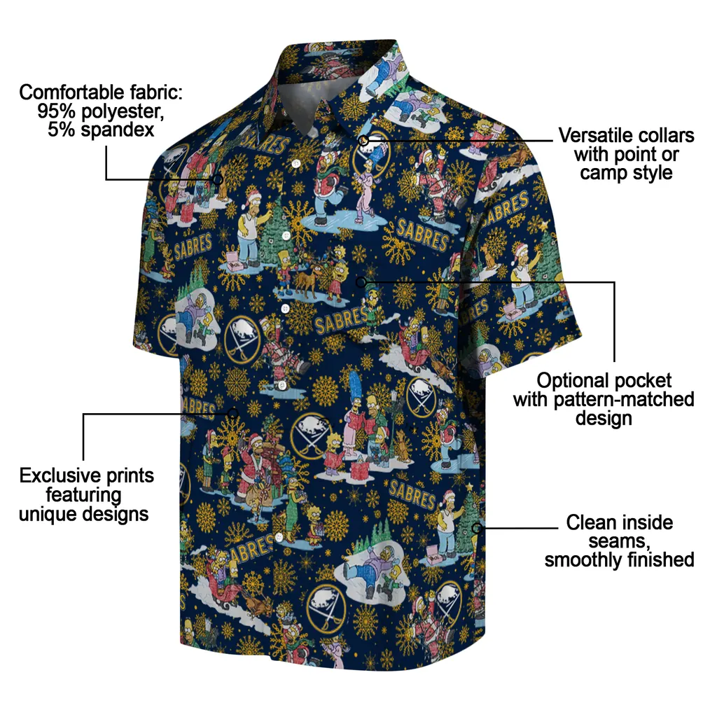 Buffalo Sabres Hawaiian Shirt - Simpsons Christmas buffalo sabres simpsons christmas navy blue hawaiian shirts new arrival