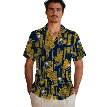 buffalo sabres turtle lines navy blue hawaiian shirts fashion forward