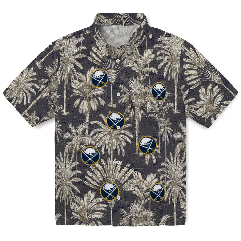Buffalo Sabres Hawaiian Shirt - Vintage Palm Tree buffalo sabres palm shadows navy blue hawaiian shirts best selling