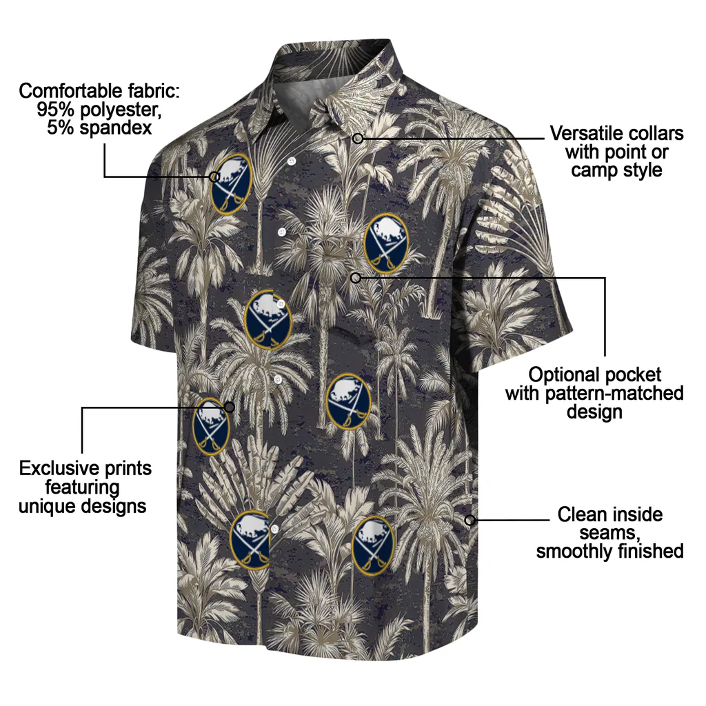 Buffalo Sabres Hawaiian Shirt - Vintage Palm Tree buffalo sabres palm shadows navy blue hawaiian shirts new arrival