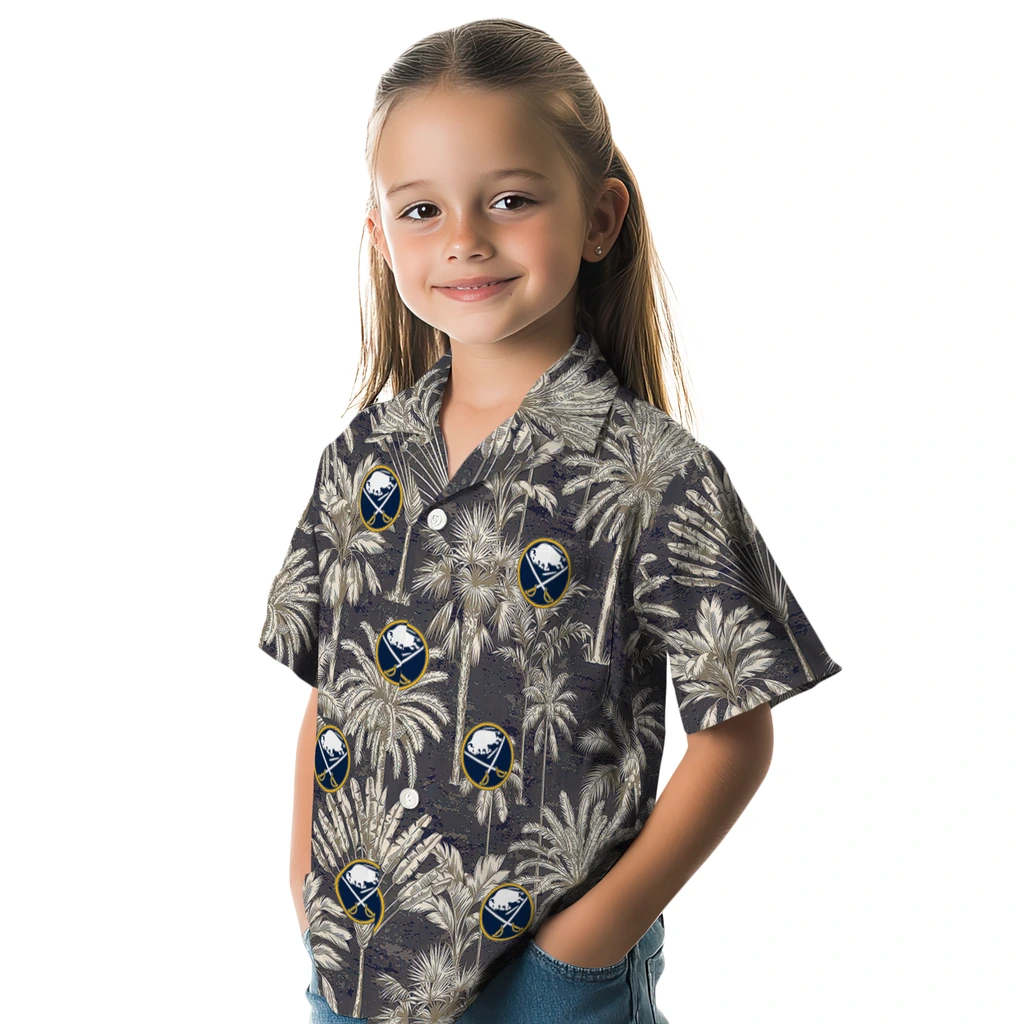 Buffalo Sabres Hawaiian Shirt - Vintage Palm Tree buffalo sabres palm shadows navy blue hawaiian shirts premium grade