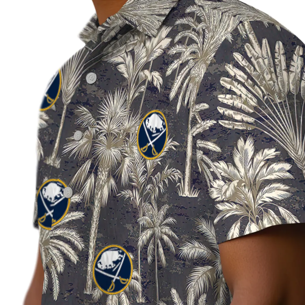 Buffalo Sabres Hawaiian Shirt - Vintage Palm Tree buffalo sabres palm shadows navy blue hawaiian shirts trendy